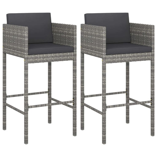 Bar Stools 2 Pcs with Cushions Grey Poly Rattan Gl6711665