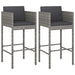Bar Stools 2 Pcs with Cushions Grey Poly Rattan Gl6711665