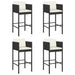 Bar Stools 4 Pcs with Cushions Black Poly Rattan Gl6691666