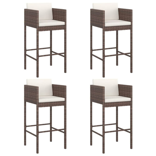 Bar Stools 4 Pcs with Cushions Brown Poly Rattan Gl67016659
