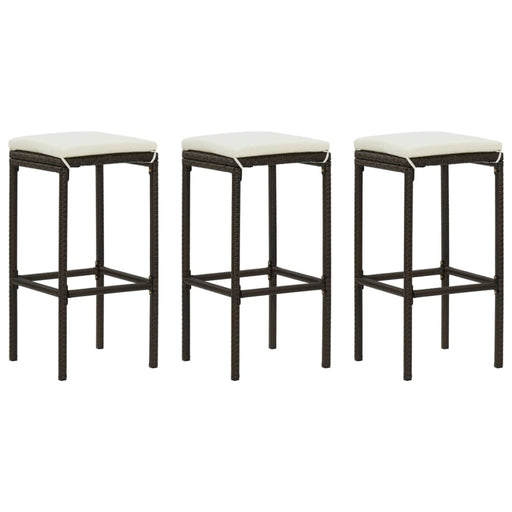 Bar Stools with Cushions 3 Pcs Brown Poly Rattan Gl6791