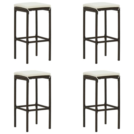 Bar Stools with Cushions 4 Pcs Brown Poly Rattan Gl67715