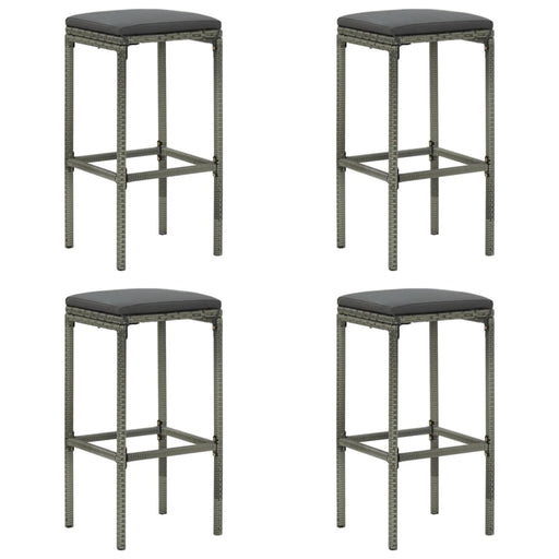 Bar Stools with Cushions 4 Pcs Grey Poly Rattan Gl6761