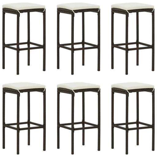 Bar Stools with Cushions 6 Pcs Brown Poly Rattan Gl6881