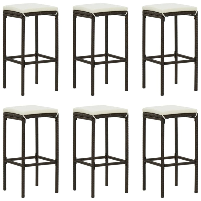 Bar Stools with Cushions 6 Pcs Brown Poly Rattan Gl6881
