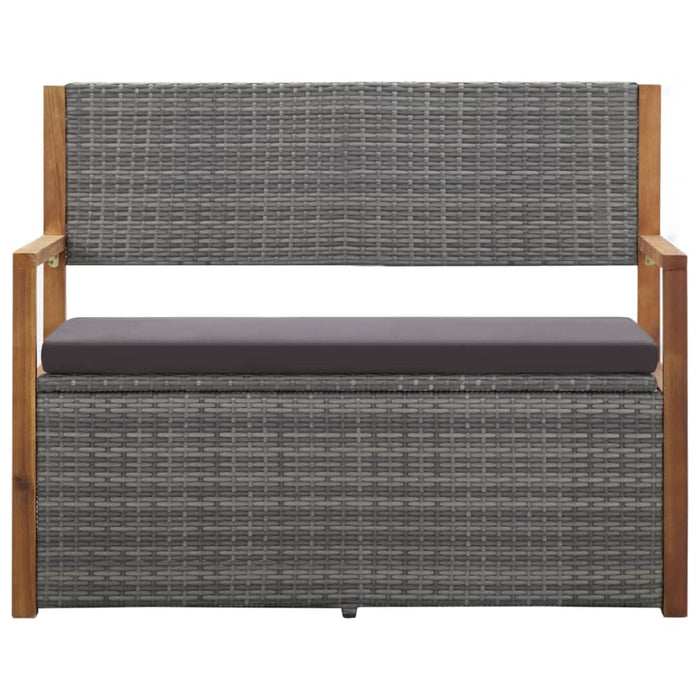 Storage Bench 110 Cm Poly Rattan And Solid Acacia Wood Grey