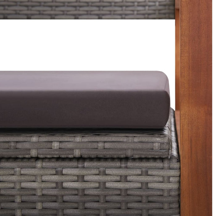 Storage Bench 110 Cm Poly Rattan And Solid Acacia Wood Grey