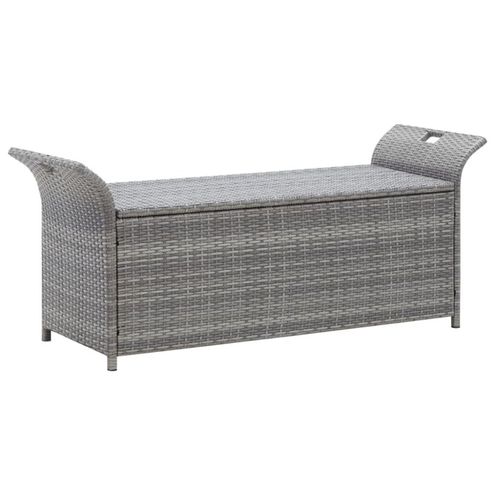 Storage Bench with Cushion Grey Poly Rattan Apnbk