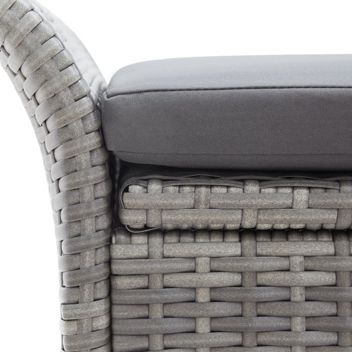 Storage Bench with Cushion Grey Poly Rattan Apnbk