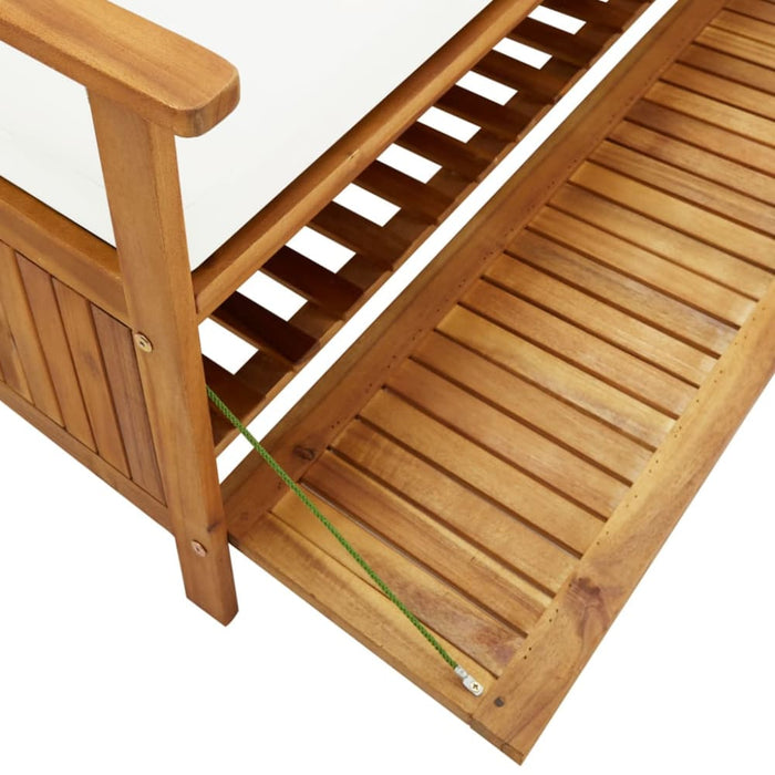 Storage Bench with Cushion Solid Acacia Wood Apkoo