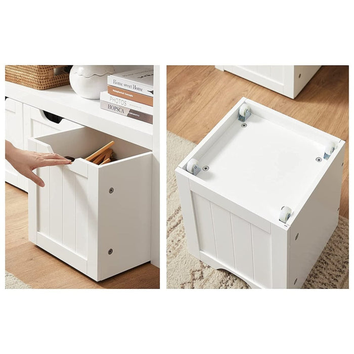 Storage Bench With Shelf And 3 Drawers White Lhs380w01
