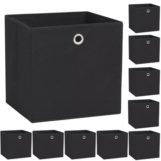 Storage Boxes 10 Pcs Non - woven Fabric 32x32x32 Cm Black