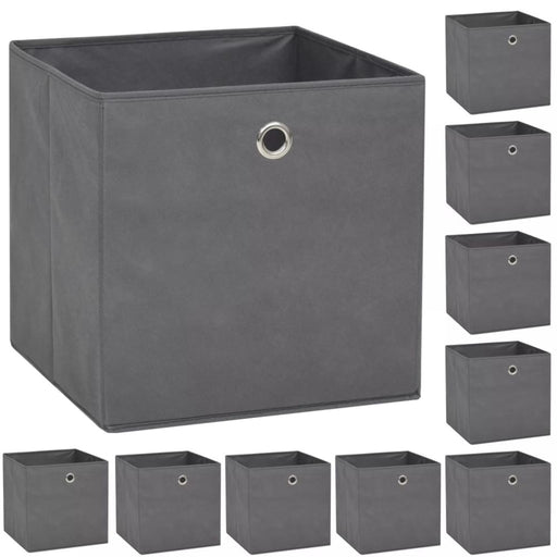Storage Boxes 10 Pcs Non - woven Fabric 32x32x32 Cm Grey