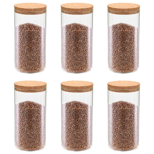 Storage Glass Jars with Cork Lid 6 Pcs 1100 Ml Pbnab