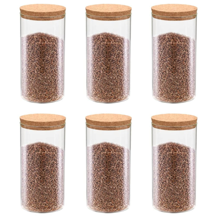 Storage Glass Jars with Cork Lid 6 Pcs 1100 Ml Pbnab