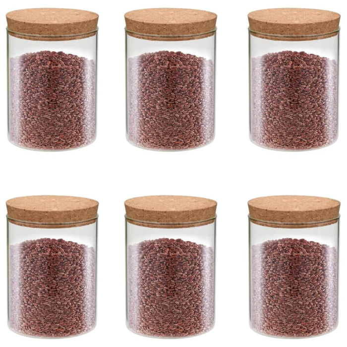 Storage Glass Jars with Cork Lid 6 Pcs 650 Ml Pbntk