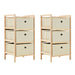 Storage Racks with 3 Fabric Baskets 2 Pcs Beige Cedar Wood