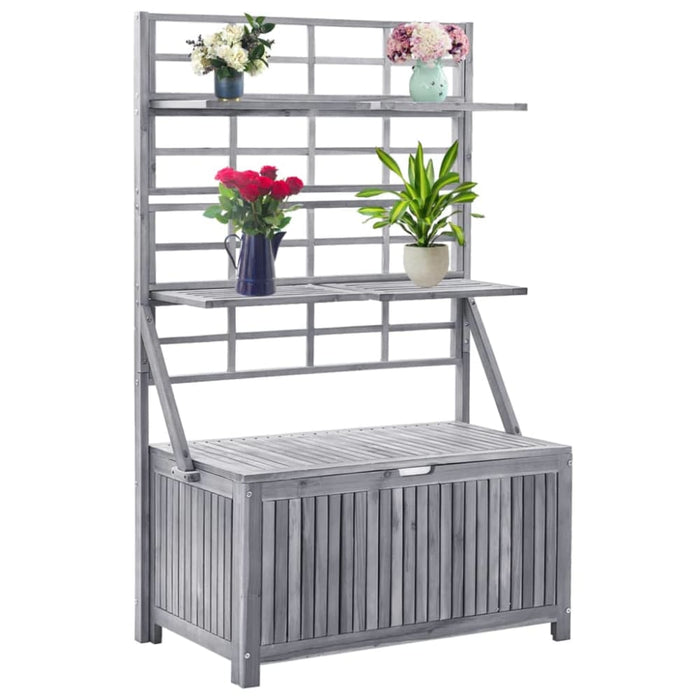 Storage Box with Trellis Grey 99x55x160 Cm Solid Acacia