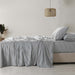 Stripes Linen Blend Sheet Set Bedding Luxury Breathable