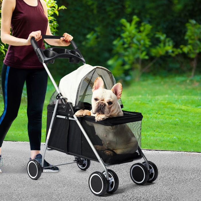 Pet Stroller Dog Cat Pram Foldable Carrier Large Travel 4