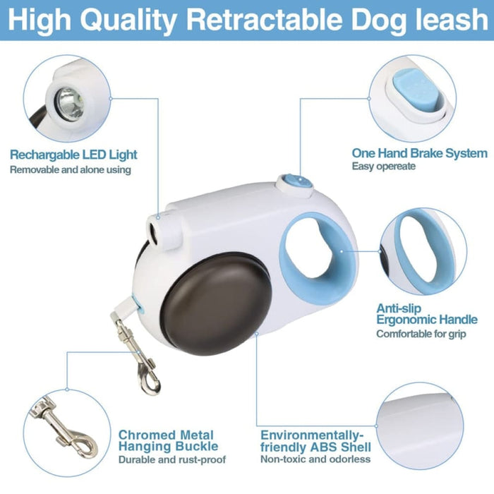 Strong no Tangle Light Retractable Leash with Water Bowl