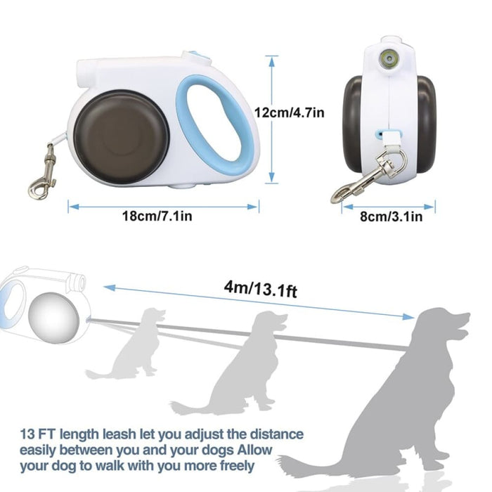 Strong no Tangle Light Retractable Leash with Water Bowl