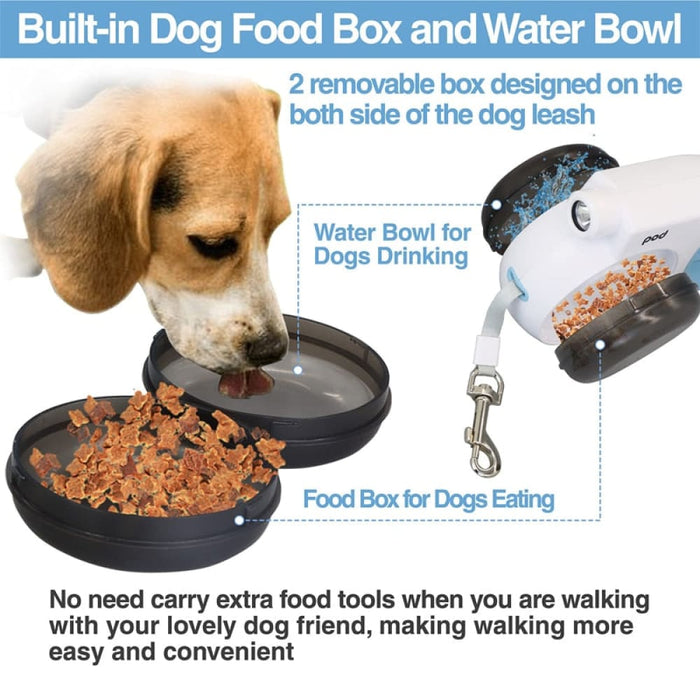 Strong no Tangle Light Retractable Leash with Water Bowl