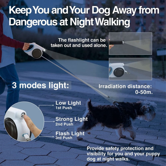 Strong no Tangle Light Retractable Leash with Water Bowl