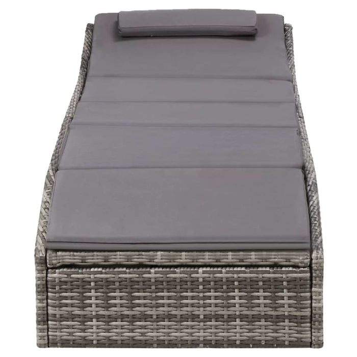 Sunbed with Cushion Poly Rattan Grey Alpab