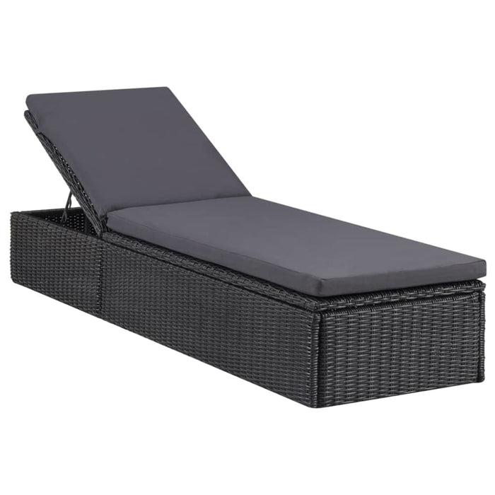 Sunlounger Poly Rattan Black and Dark Grey Toboan