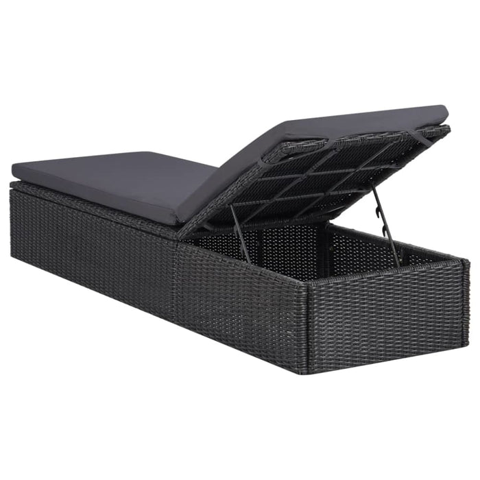 Sunlounger Poly Rattan Black and Dark Grey Toboan