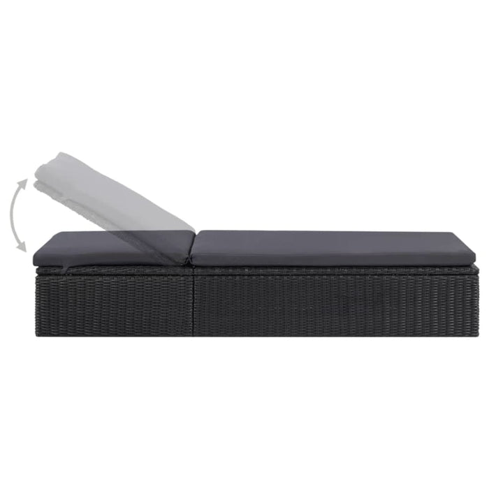 Sunlounger Poly Rattan Black and Dark Grey Toboan