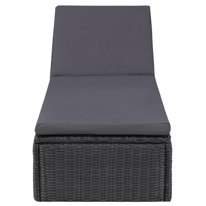 Sunlounger Poly Rattan Black and Dark Grey Toboan