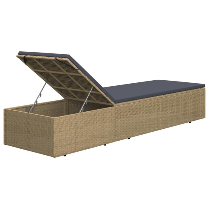 Sunlounger Poly Rattan Brown and Dark Grey Toboal