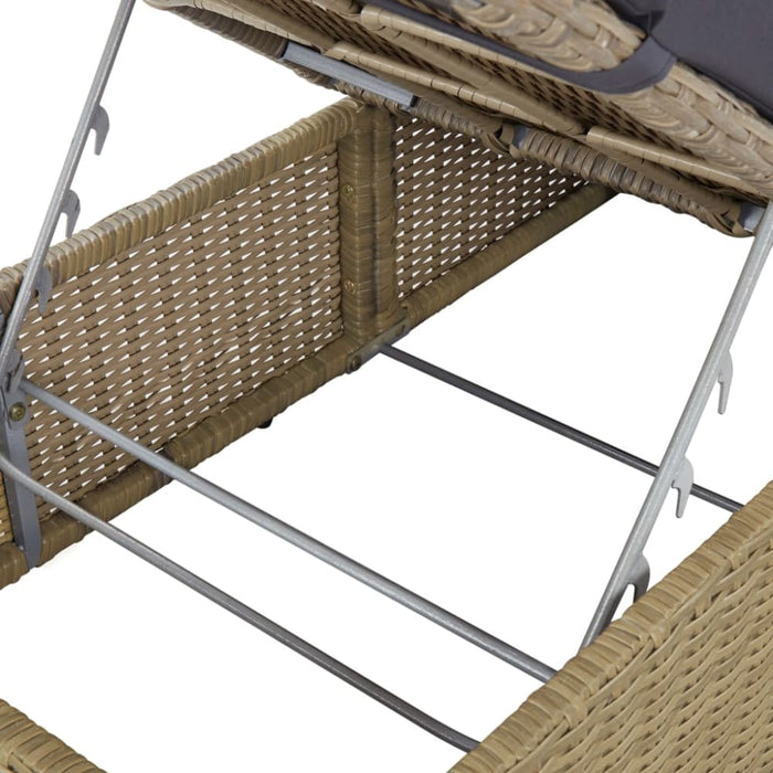 Sunlounger Poly Rattan Brown and Dark Grey Toboal