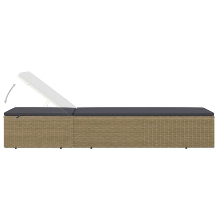 Sunlounger Poly Rattan Brown and Dark Grey Toboal