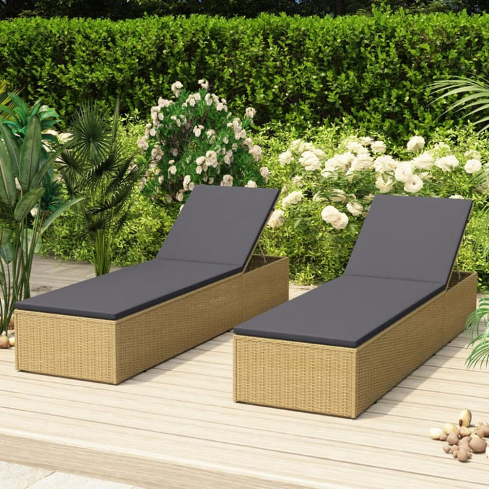 Sunlounger Poly Rattan Brown and Dark Grey Toboal