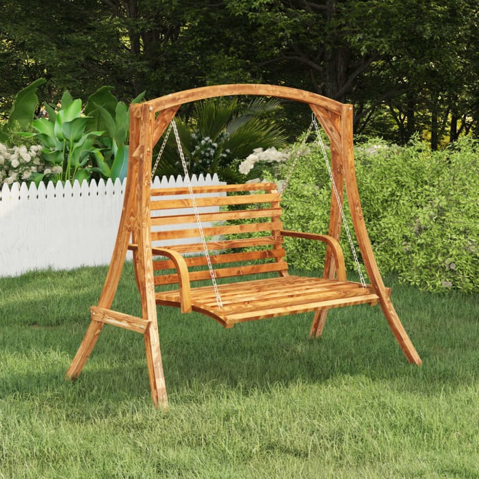 Swing Bench Solid Bent Wood with Teak Finish 126x92x63 Cm