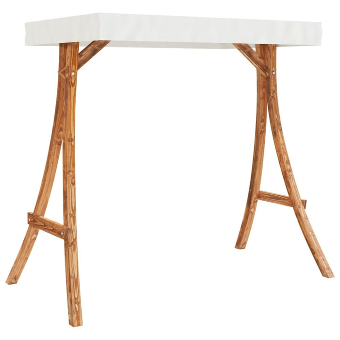 Swing Frame with Cream Roof Solid Bent Wood Teak Finish