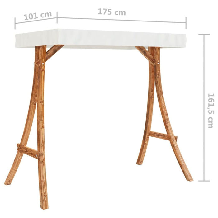 Swing Frame with Cream Roof Solid Bent Wood Teak Finish