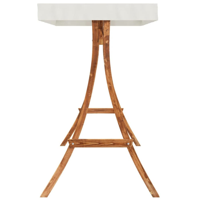 Swing Frame with Cream Roof Solid Bent Wood Teak Finish