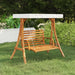 Swing Frame with Cream Roof Solid Bent Wood Teak Finish