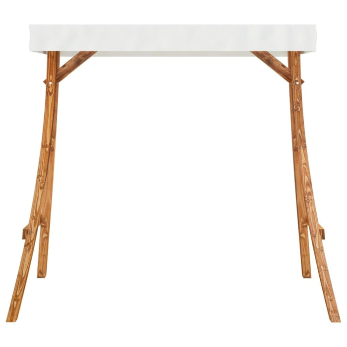 Swing Frame with Cream Roof Solid Bent Wood Teak Finish