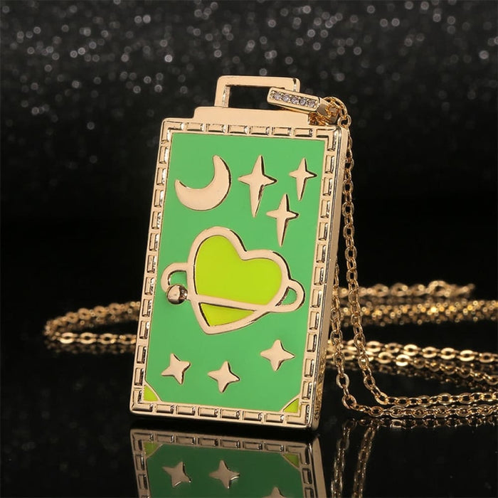 Tarot Cards Necklaces Cartoon Star Moon Square Charm