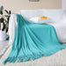 2x Teal Acrylic Knitted Throw Blanket Solid Fringed Warm