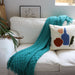 2x Teal Diamond Pattern Knitted Throw Blanket Warm Cozy