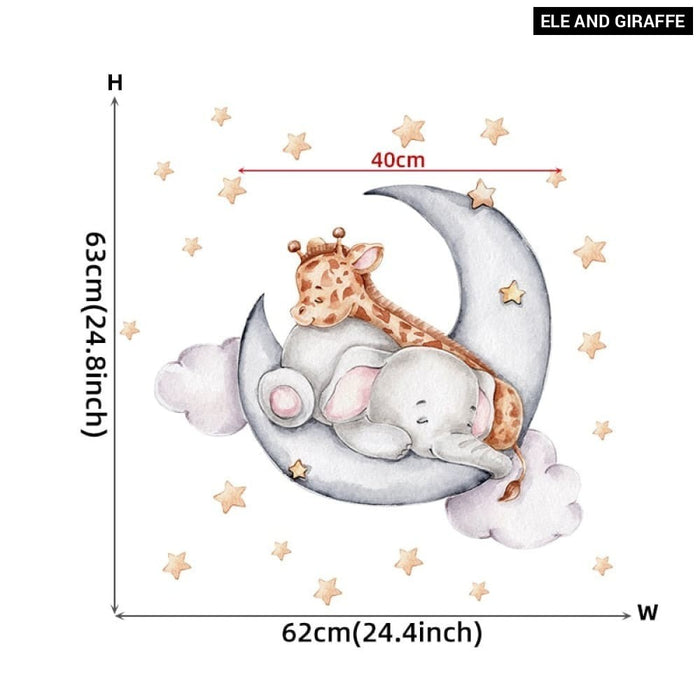 Teddy Bear Sleeping on the Moon and Stars Wall Stickers