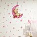 Teddy Bear Sleeping on the Moon and Stars Wall Stickers