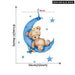Teddy Bear Sleeping on the Moon and Stars Wall Stickers