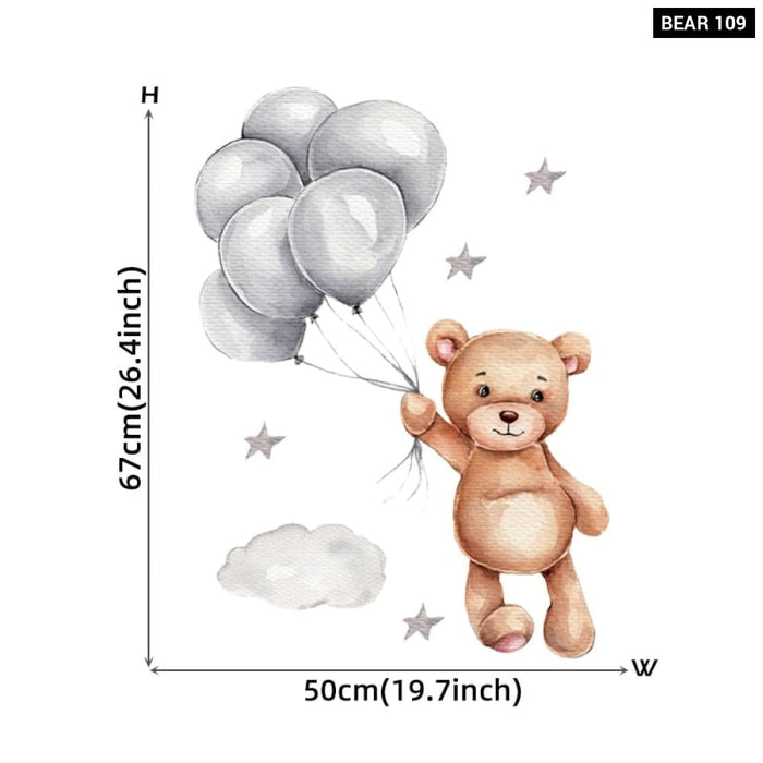 Teddy Bear Sleeping on the Moon and Stars Wall Stickers